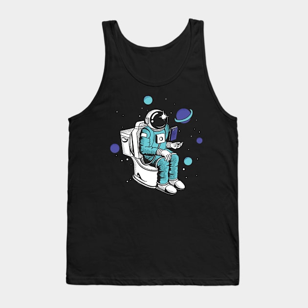 Poopin Space Astronaut Color Funny Space Gift Tank Top by atomguy